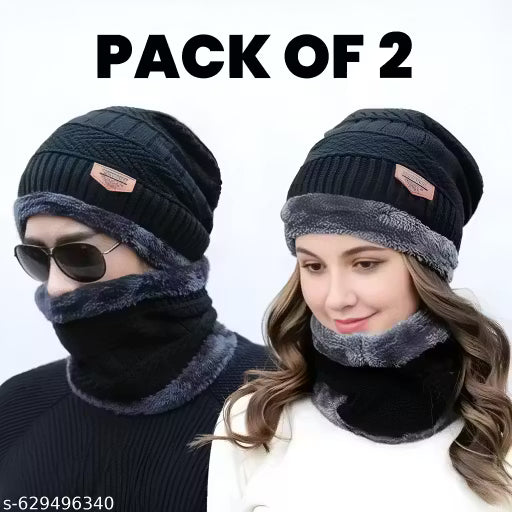 Warm Winter Wool Hat and Scarf | Soft and Cozy Winter Accessories | Knit Cap and Scarf Set for Cold Weather| Unisex Thermal